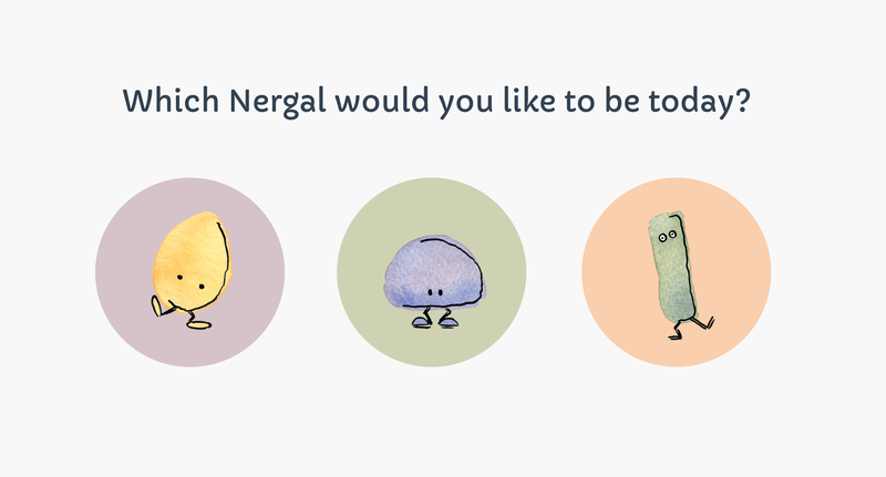 Which Nergal would you like to be today? With 3 characters to choose from - they are shaped like an egg, cloud, and chip.